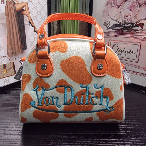 Von Dutch Orange and White Women's Bag - Picture 2 of 5